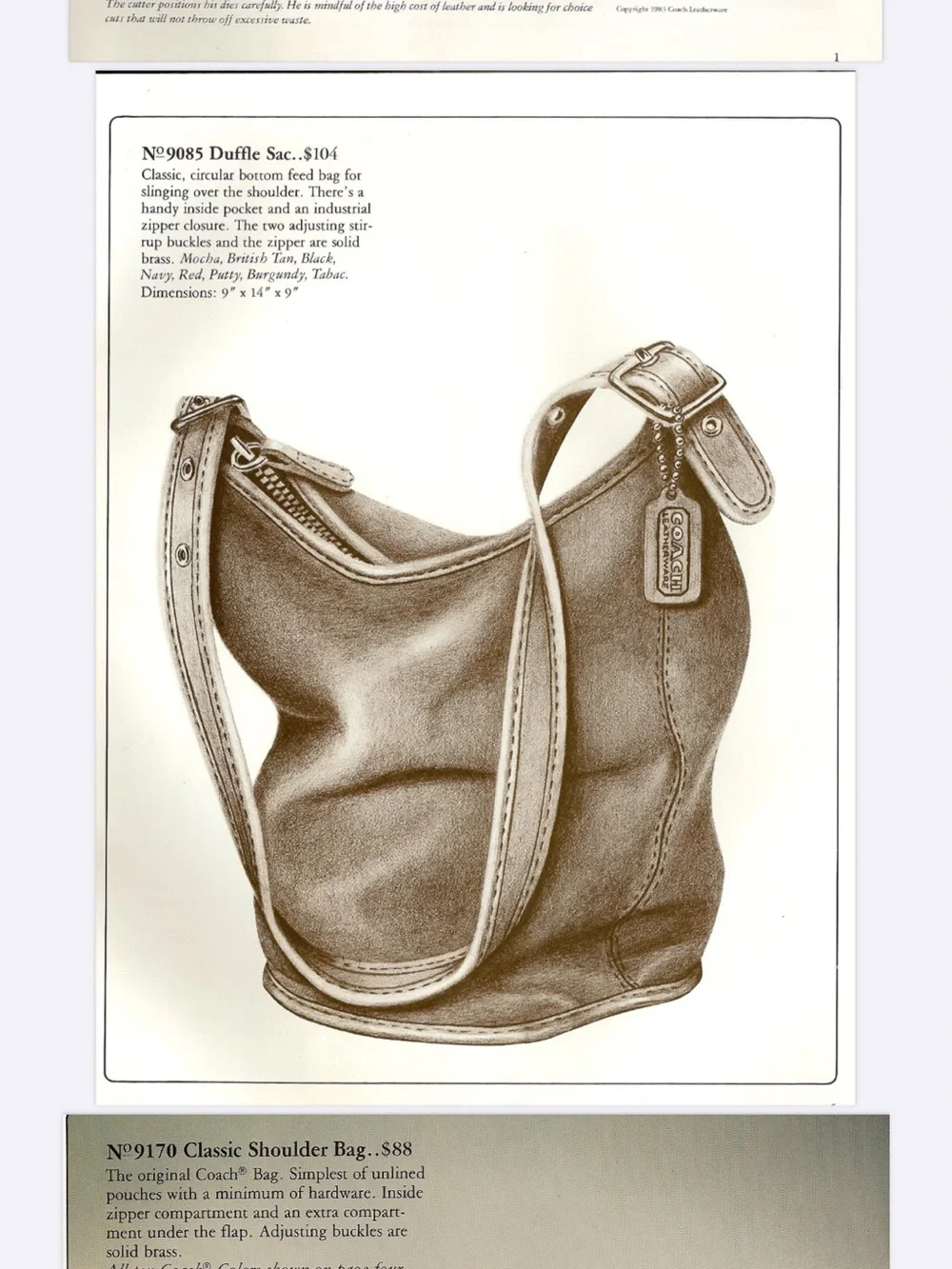 Vintage Coach 9085 Duffle Brown Leather Bag